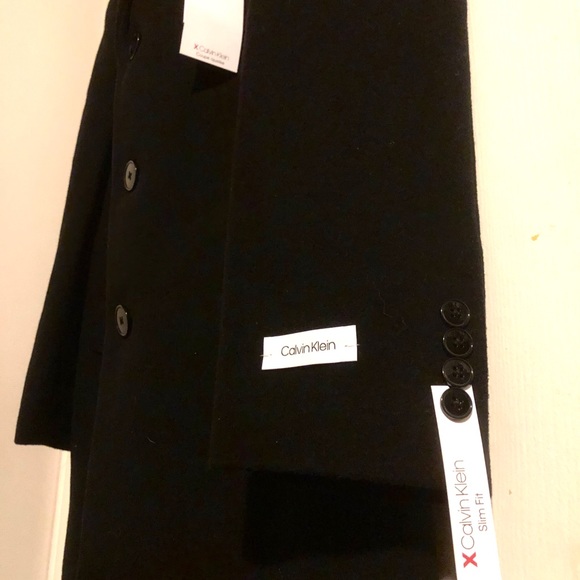 Calvin Klein Black Solid Slim fit Peacoat - Picture 3 of 6